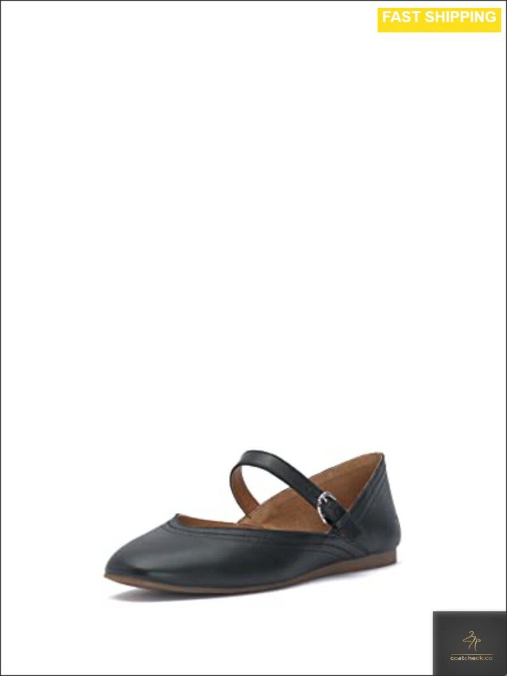Leather Mary Jane Flats Buckle Closure Almond Toe